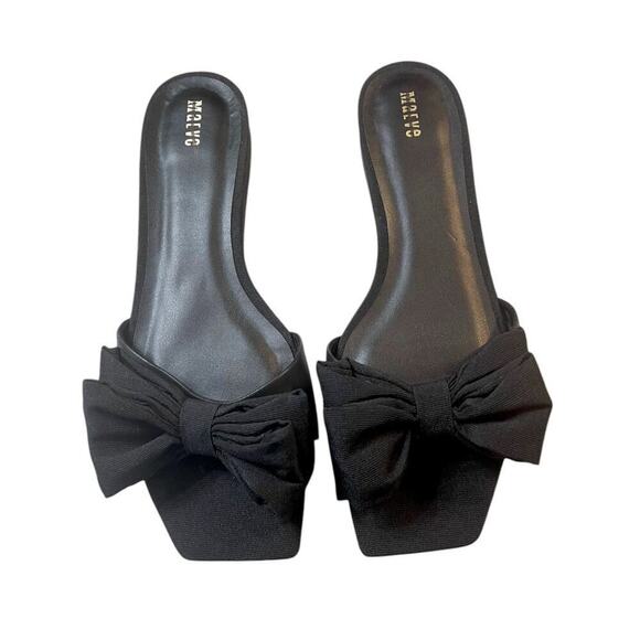 Maeve by Anthropologie Bow Micro Wedge Sandals in Black Size10 NEW - Picture 5 of 9